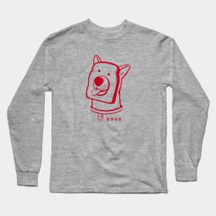 Slice of bread and doge face a funny and weird awesomeness in red ink Long Sleeve T-Shirt